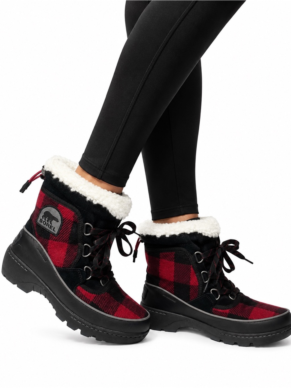 Sorel Tivoli III winter snow boots red & black buffalo plaid women’s 6